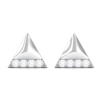 Round Cut Real Diamond Triangle Stud Earrings
