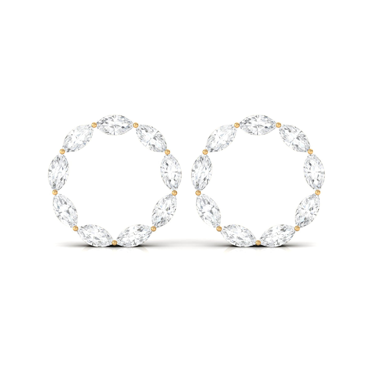 Natural Marquise Diamond Circle Earrings Studs with Screw Back
