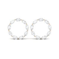 Natural Marquise Diamond Circle Earrings Studs with Screw Back