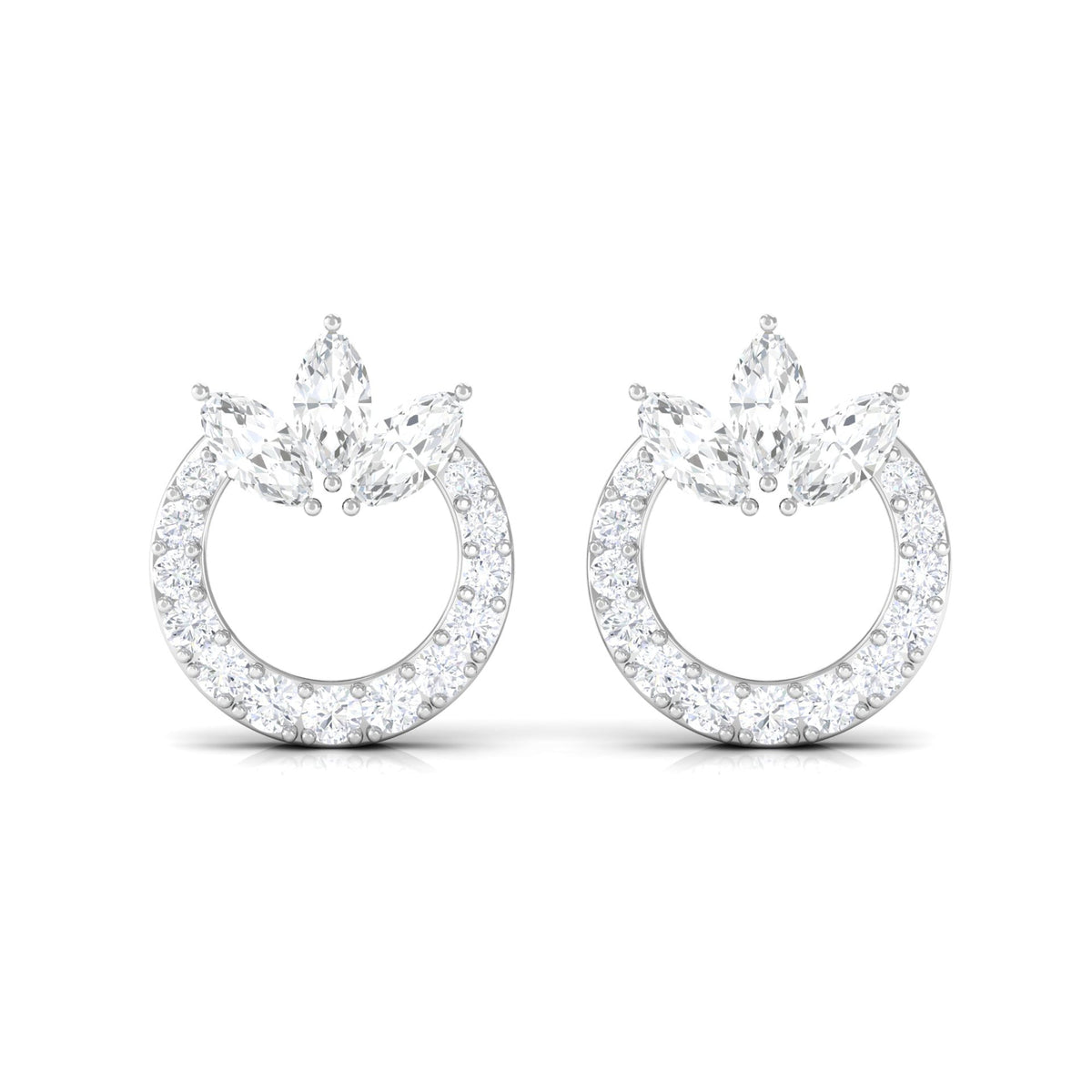 Natural Diamond Circle Stud Earrings with Certificate