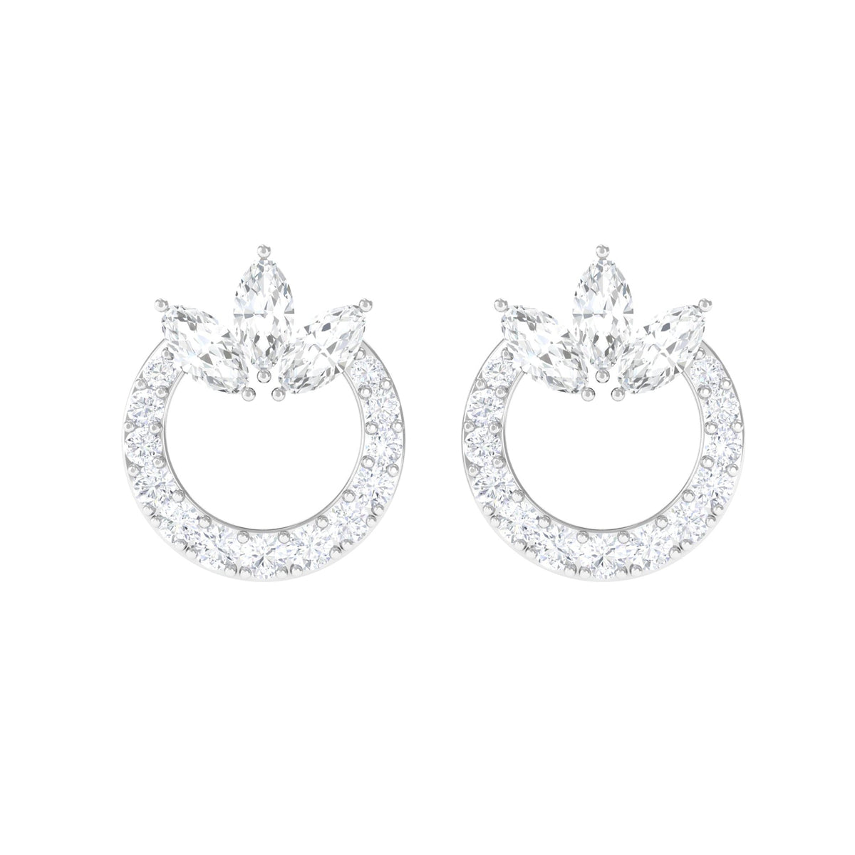 Natural Diamond Circle Stud Earrings with Certificate