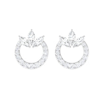 Natural Diamond Circle Stud Earrings with Certificate