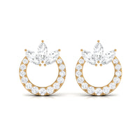 Natural Diamond Circle Stud Earrings with Certificate