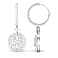 Certified Moissanite Drop Hoop Earrings for Women