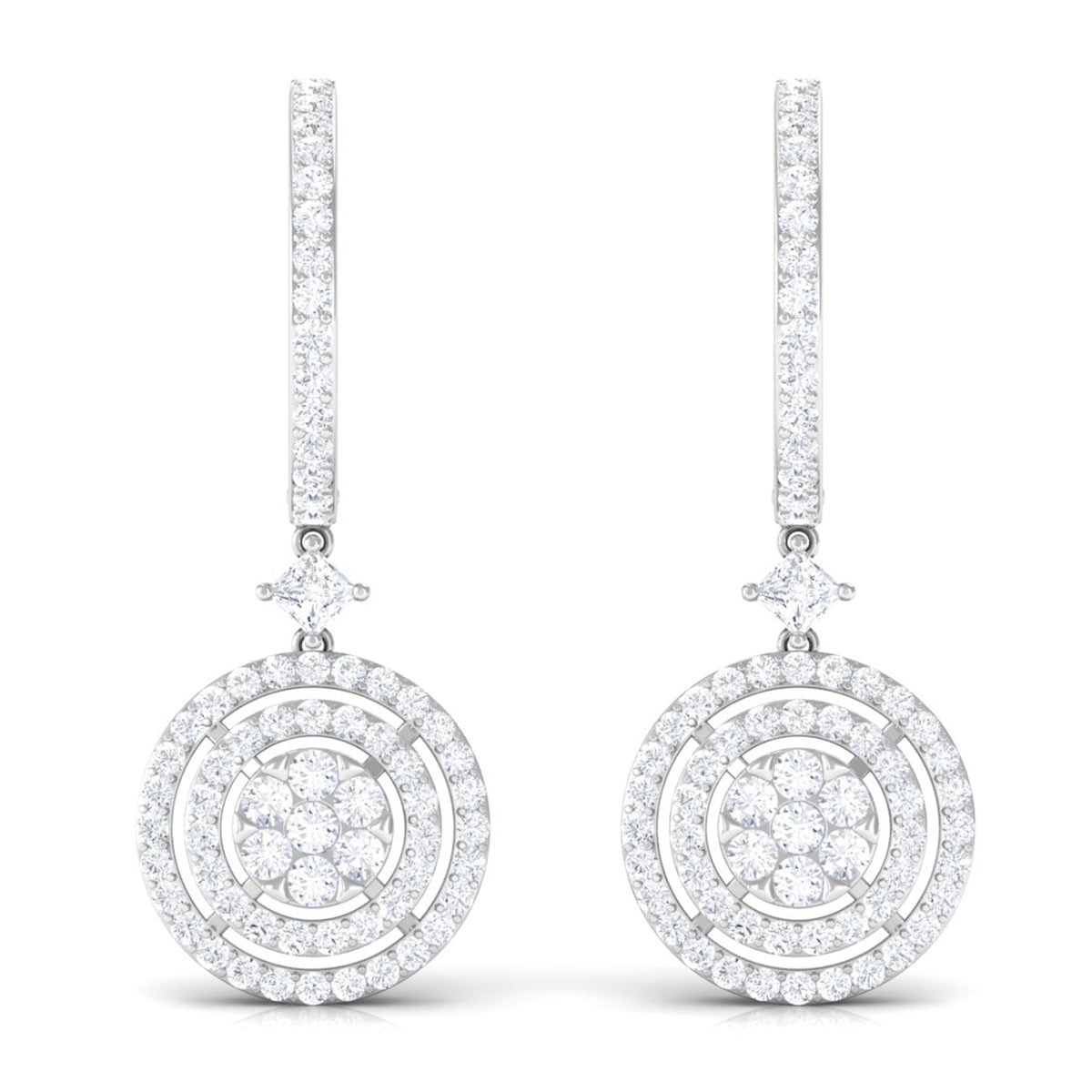 Certified Moissanite Drop Hoop Earrings for Women