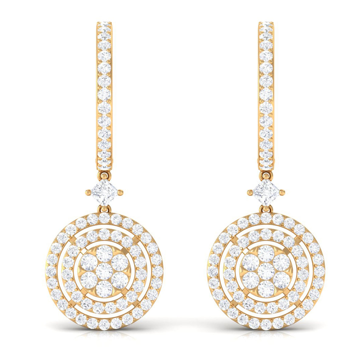 Certified Moissanite Drop Hoop Earrings for Women