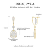Certified Moissanite Bridal Drop Earrings For Wedding