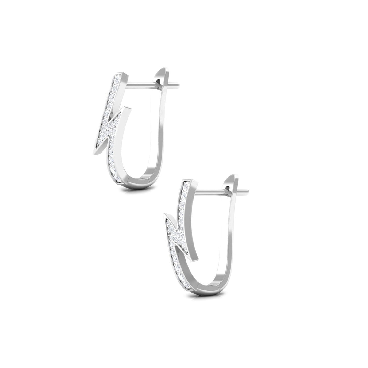 Natural Diamond Lightning Bolt Earrings with Latch Back