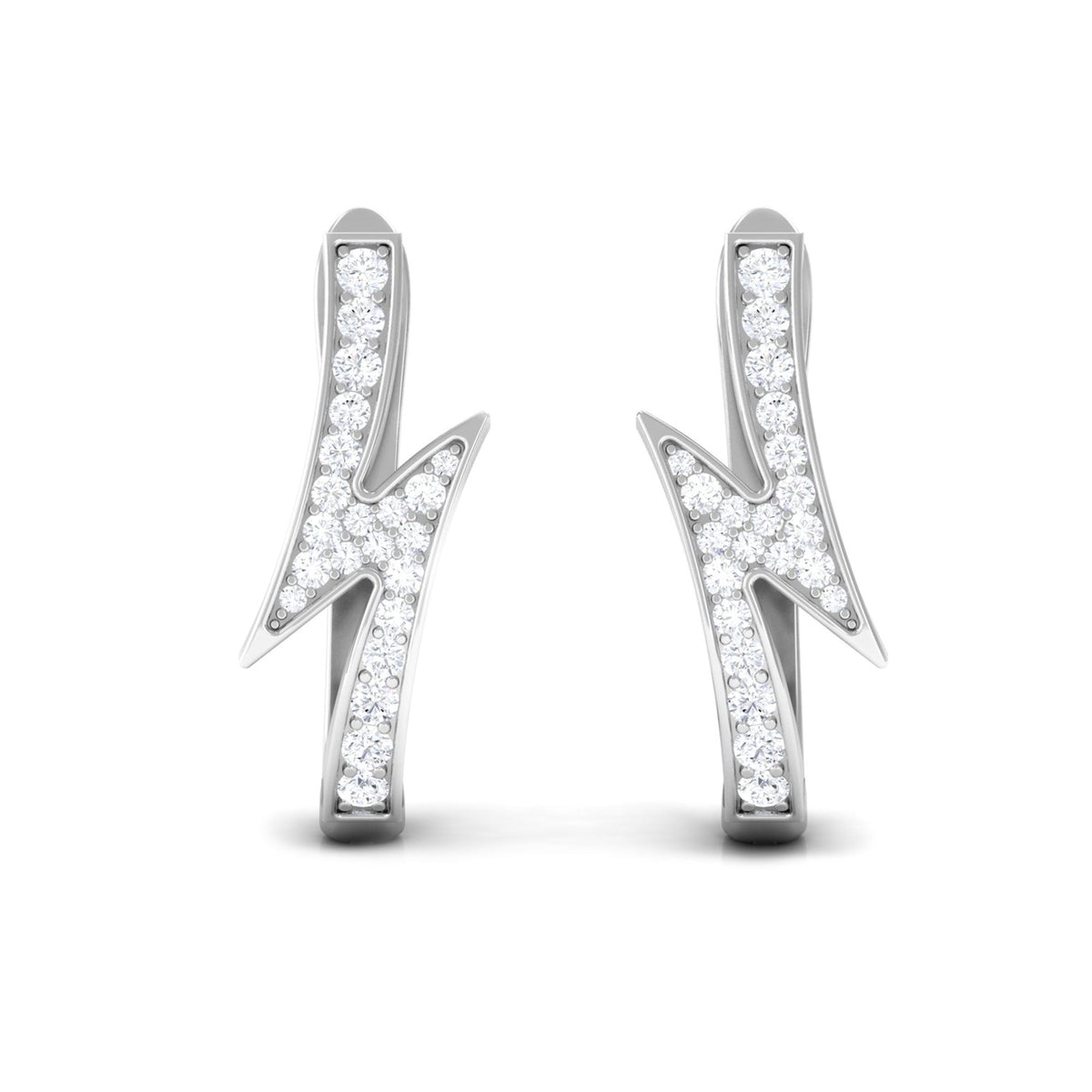 Natural Diamond Lightning Bolt Earrings with Latch Back