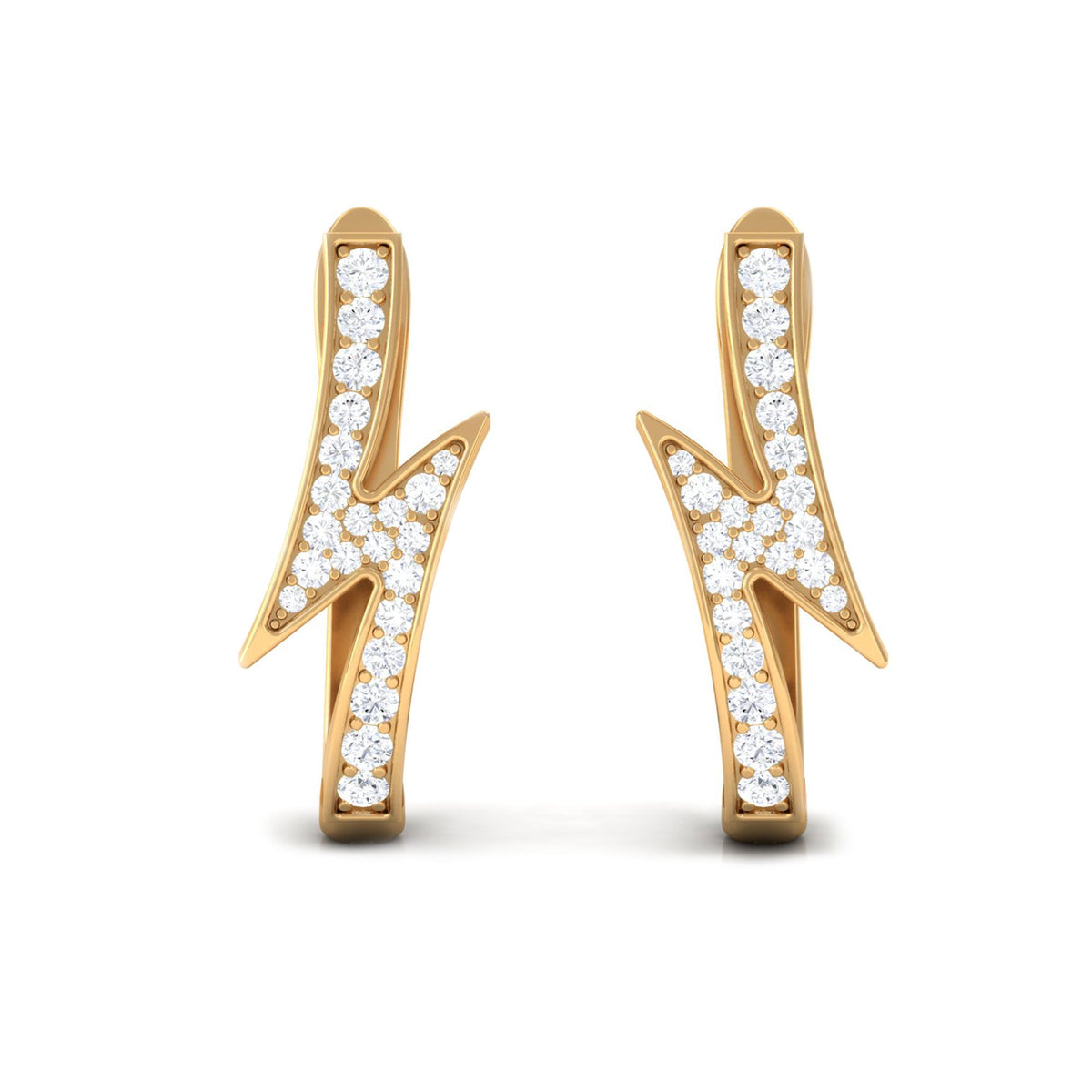 Natural Diamond Lightning Bolt Earrings with Latch Back