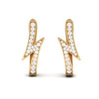 Natural Diamond Lightning Bolt Earrings with Latch Back