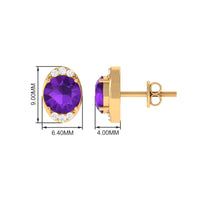 Simple Amethyst and Diamond Stud Earrings