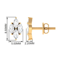 Marquise Cut Real Diamond Cluster Stud Earrings