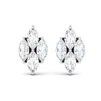Marquise Cut Real Diamond Cluster Stud Earrings