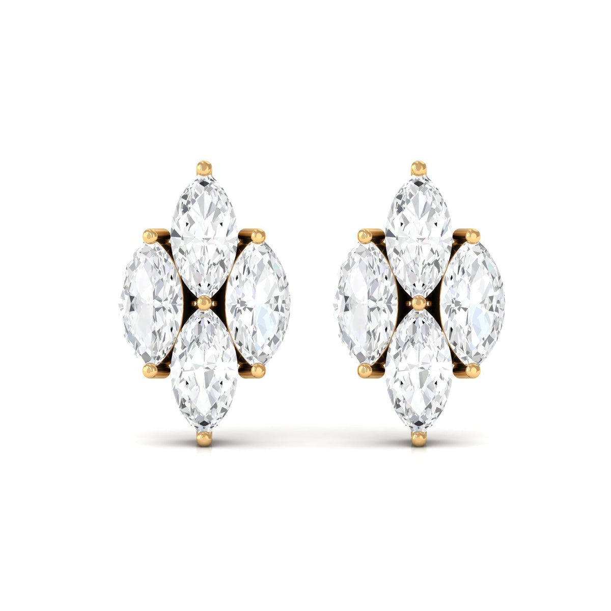 Marquise Cut Real Diamond Cluster Stud Earrings