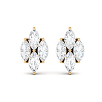 Marquise Cut Real Diamond Cluster Stud Earrings