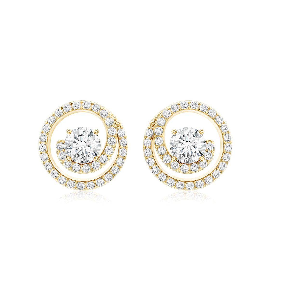 Certified Moissanite Swirl Earrings with Screw Back