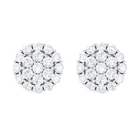 Certified Real Diamond Cluster Stud Earrings