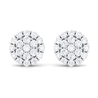 Certified Real Diamond Cluster Stud Earrings