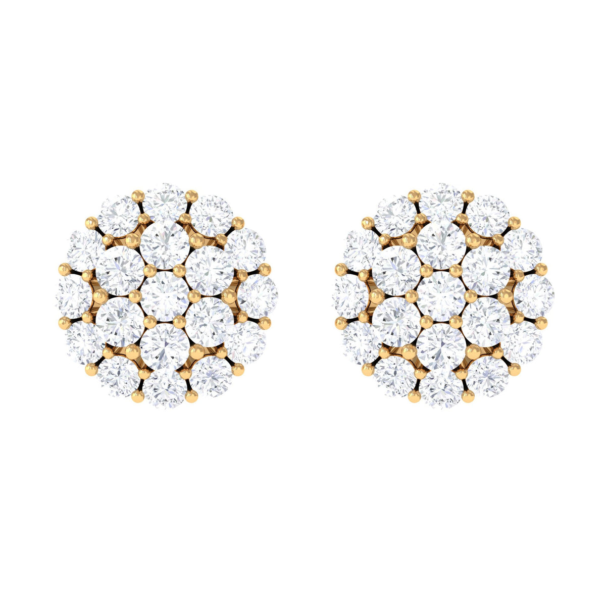 Certified Real Diamond Cluster Stud Earrings