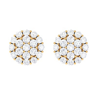 Certified Real Diamond Cluster Stud Earrings