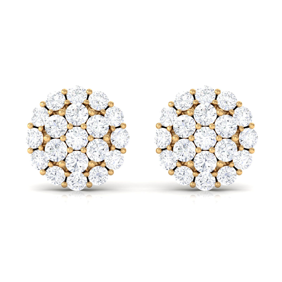 Certified Real Diamond Cluster Stud Earrings