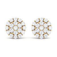 Certified Real Diamond Cluster Stud Earrings
