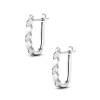 Minimal Diamond J Hoop Earrings with Latch Back