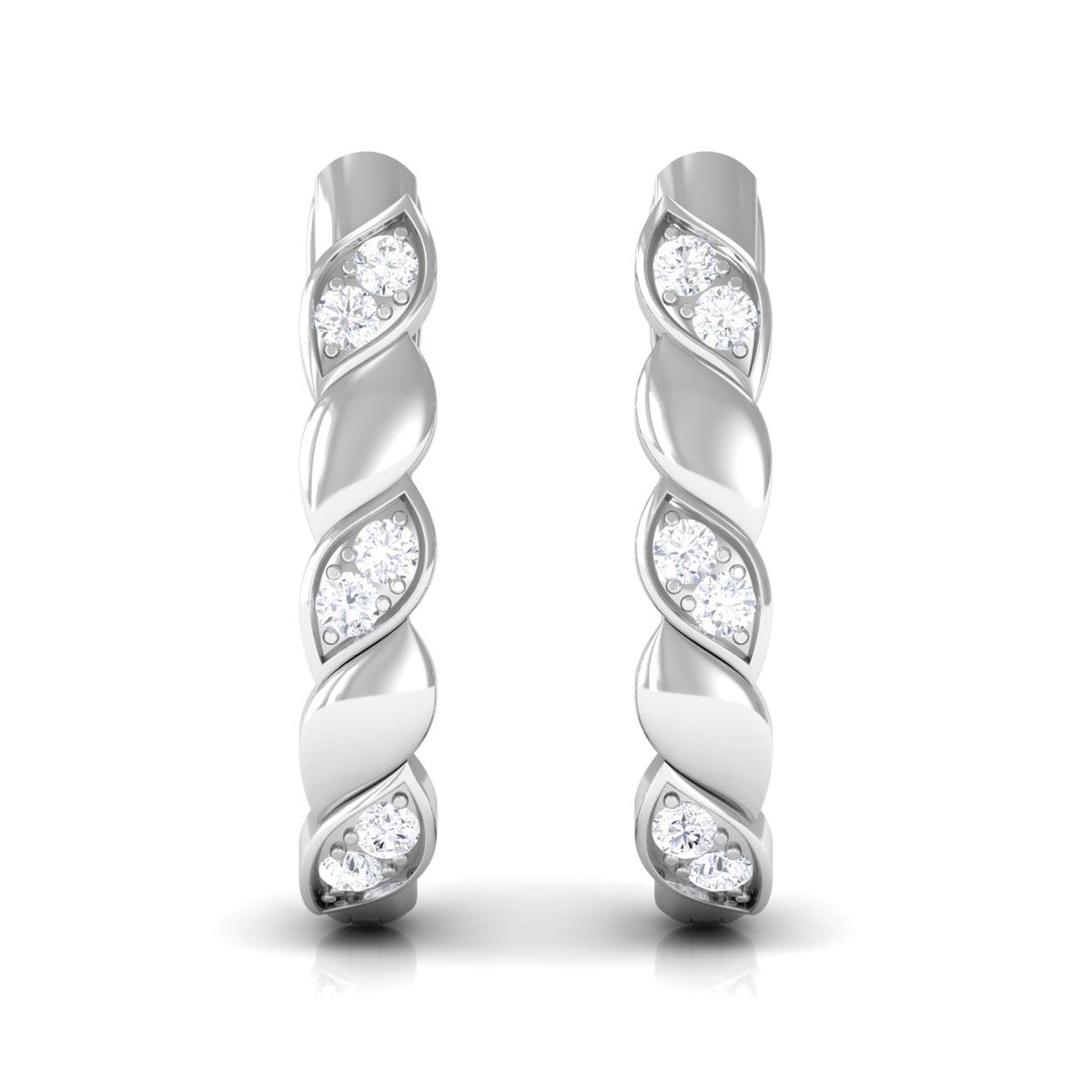 Minimal Diamond J Hoop Earrings with Latch Back