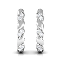 Minimal Diamond J Hoop Earrings with Latch Back