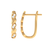 Minimal Diamond J Hoop Earrings with Latch Back