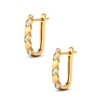 Minimal Diamond J Hoop Earrings with Latch Back