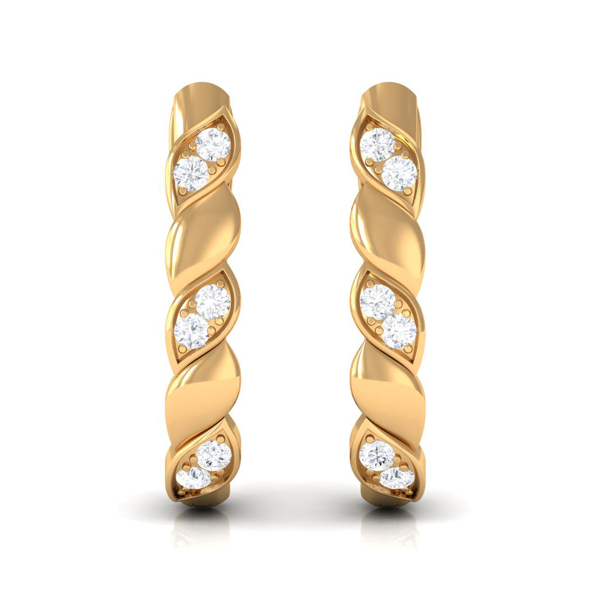 Minimal Diamond J Hoop Earrings with Latch Back
