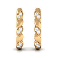 Minimal Diamond J Hoop Earrings with Latch Back