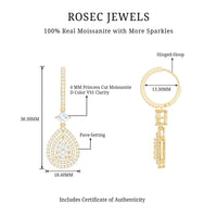 Certified Moissanite Teardrop Hoop Earrings for Women