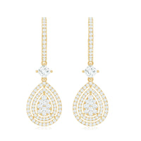 Certified Moissanite Teardrop Hoop Earrings for Women