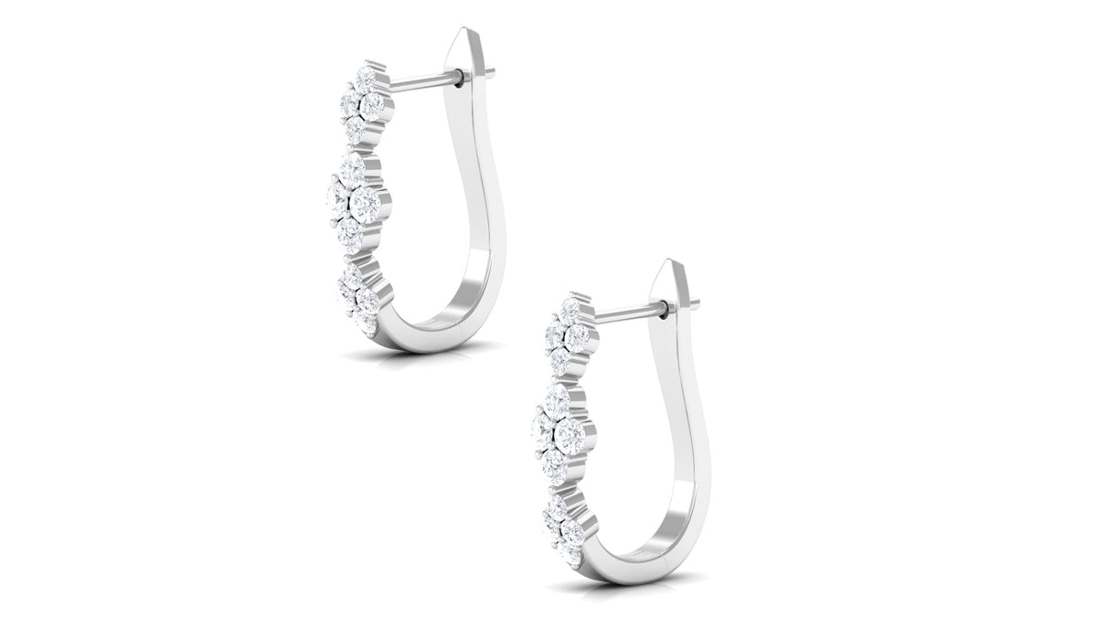 Certified Natural Diamond J Hoop Earrings
