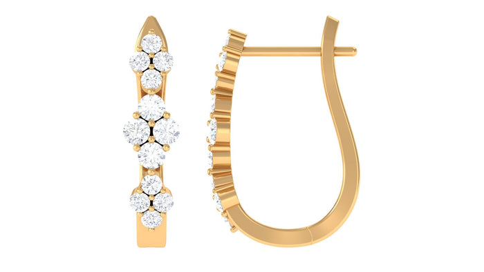 Certified natural diamond J hoop earrings by Rosec Jewels, featuring sparkling diamond accents on sleek gold hoops.