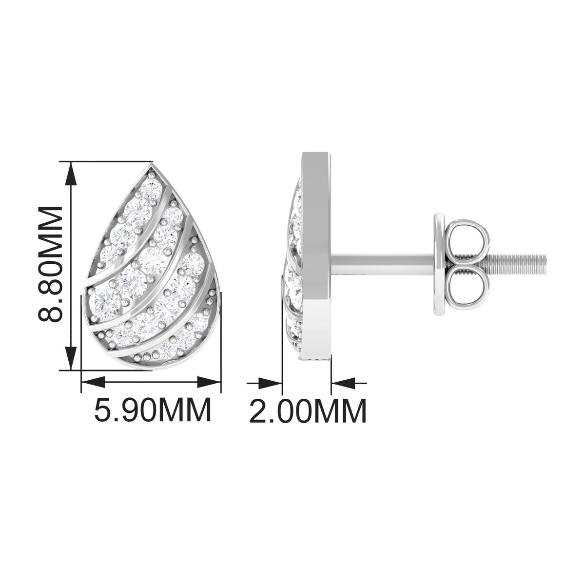 Certified Diamond Teardrop Stud Earrings For Her