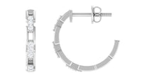 Natural Diamond Half Hoop Earrings with Screw Back