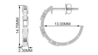 Natural Diamond Half Hoop Earrings with Screw Back