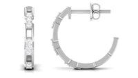 Natural Diamond Half Hoop Earrings with Screw Back