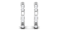 Natural Diamond Half Hoop Earrings with Screw Back