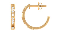 Natural Diamond Half Hoop Earrings with Screw Back
