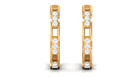 Natural Diamond Half Hoop Earrings with Screw Back
