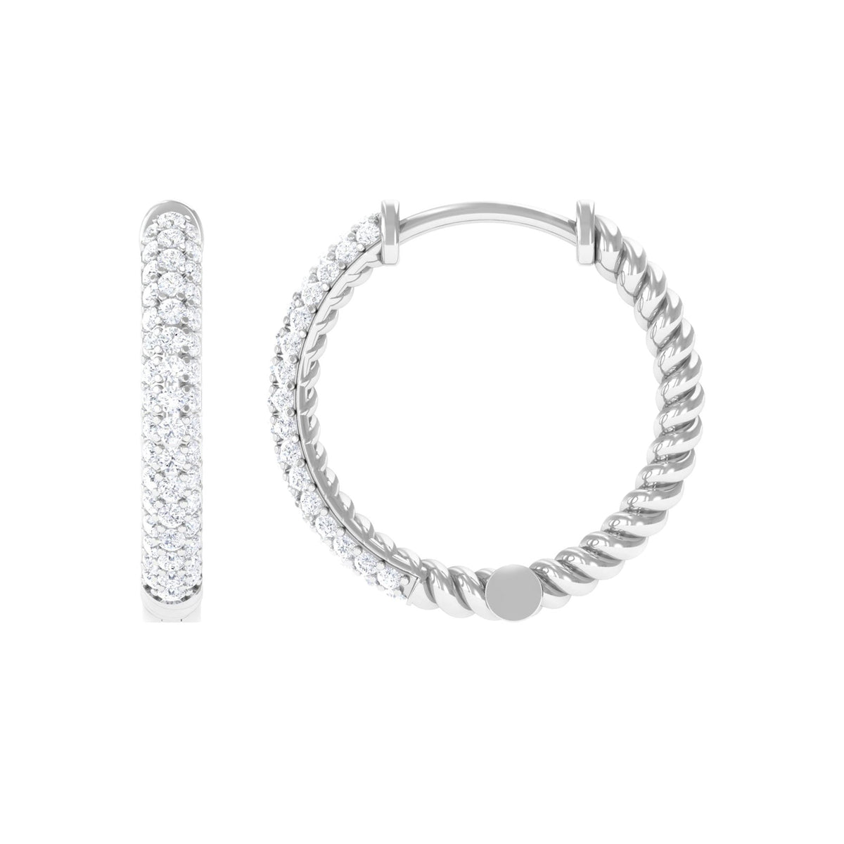 Classic Diamond Hinged Hoop Earrings with Certificate