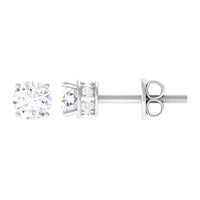 Prong Set Round Diamond Solitaire Stud Earrings