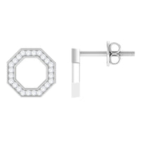 Certified Real Diamond Geometric Earrings with Screw Back