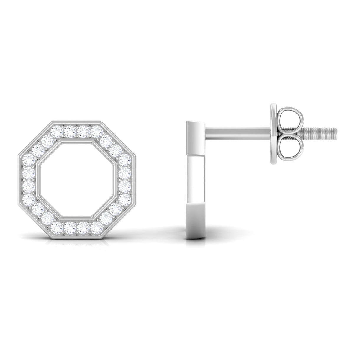 Certified Real Diamond Geometric Earrings with Screw Back