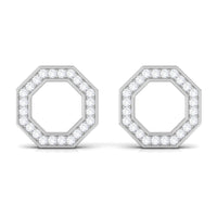 Certified Real Diamond Geometric Earrings with Screw Back